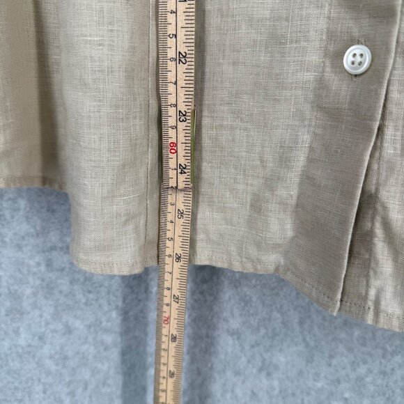 Ann Taylor Womens Linen Sleeveless Button Up Shirt Top Size 12 Tan Collared Chic - Picture 9 of 10